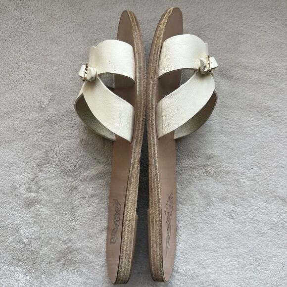 Ancient Greek Sandals Anna Cream Leather Flat Sandal Women EU 41 US 10 Casual - Picture 5 of 16